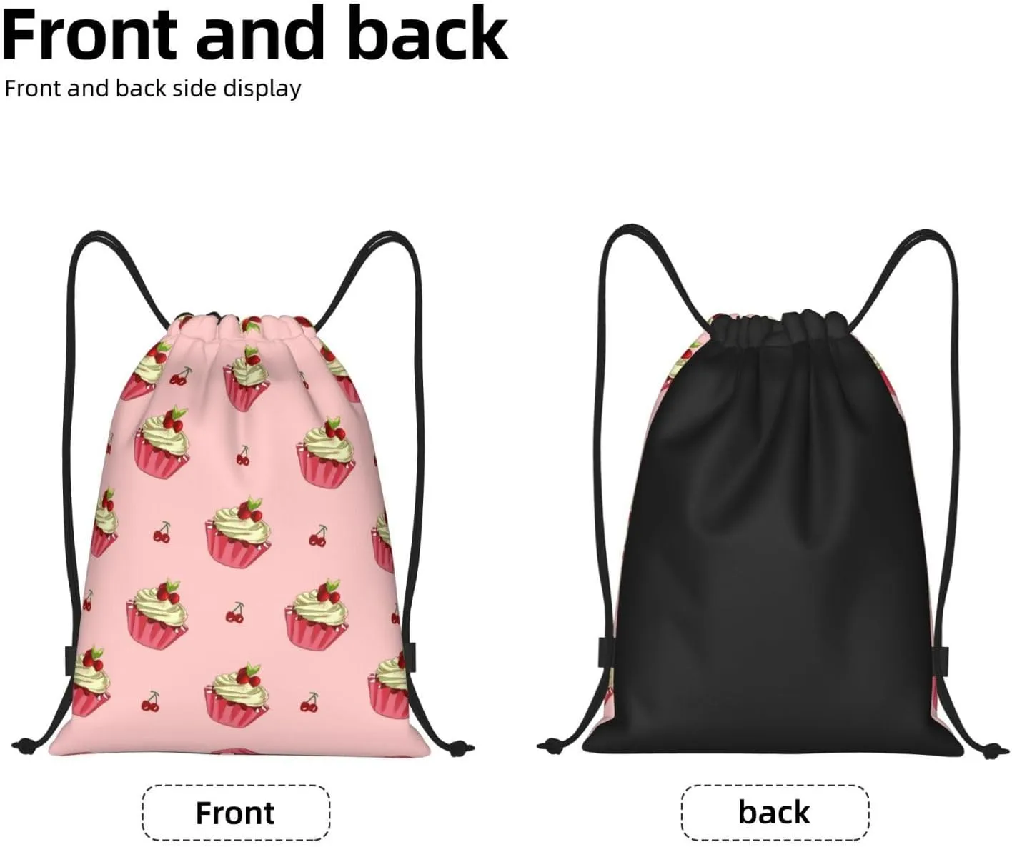 FoRes Cherry Cake Versatile Drawstring Bags - Lightweight Gym Sackpack for Sports, Yoga, Dance, and Travel, Medium