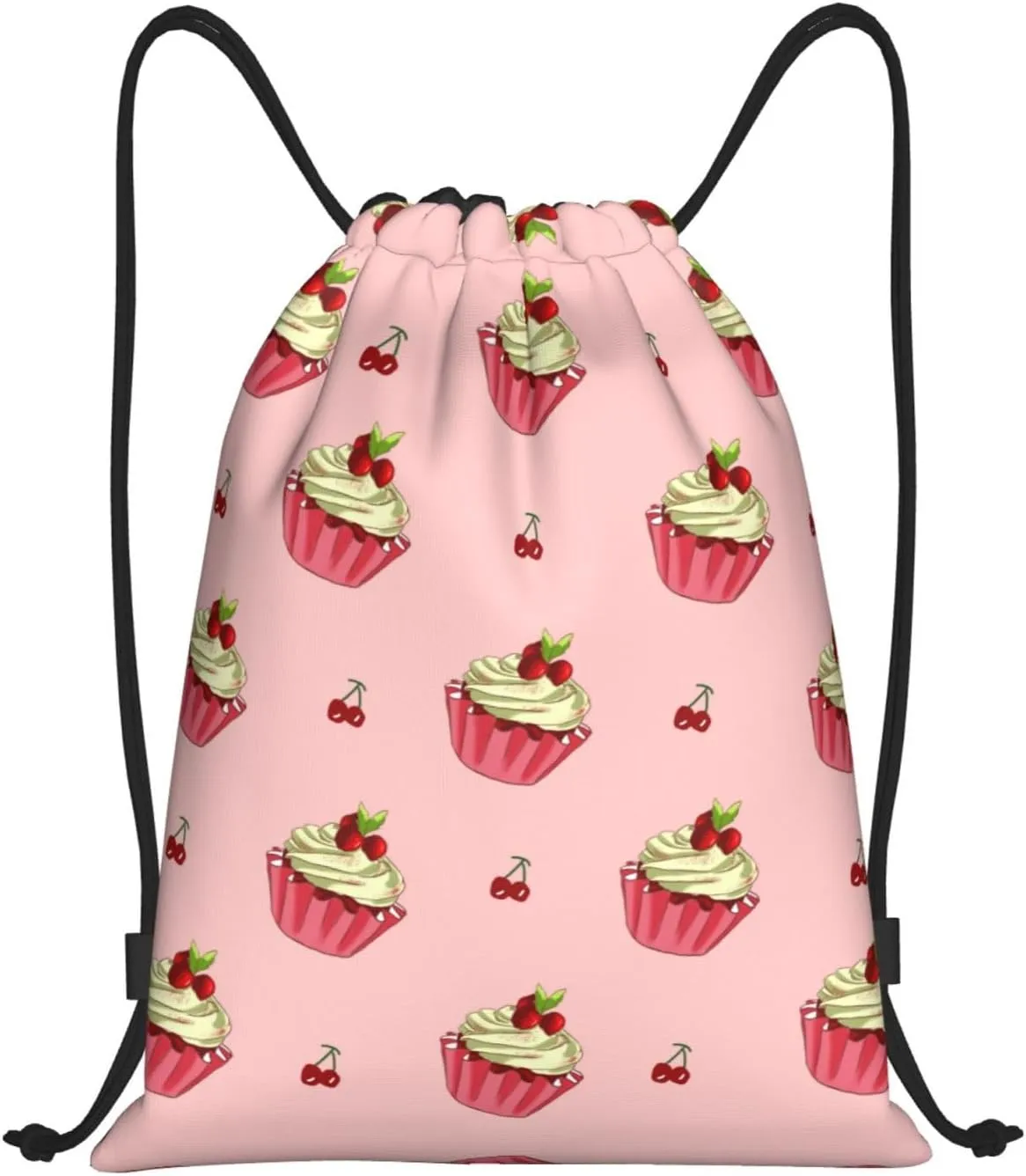 FoRes Cherry Cake Versatile Drawstring Bags - Lightweight Gym Sackpack for Sports, Yoga, Dance, and Travel, Medium