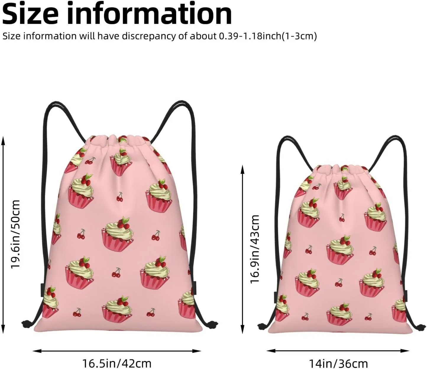 FoRes Cherry Cake Versatile Drawstring Bags - Lightweight Gym Sackpack for Sports, Yoga, Dance, and Travel, Medium