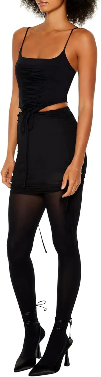 Forever 21 Women's Mesh Drawstring Mini Skirt