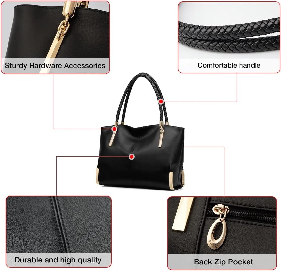 FOXLOVER Large Capacity Tote Handbags for Women, Women's Top-handle Bags Fashion Shoulder Bags Purses Minimalist design