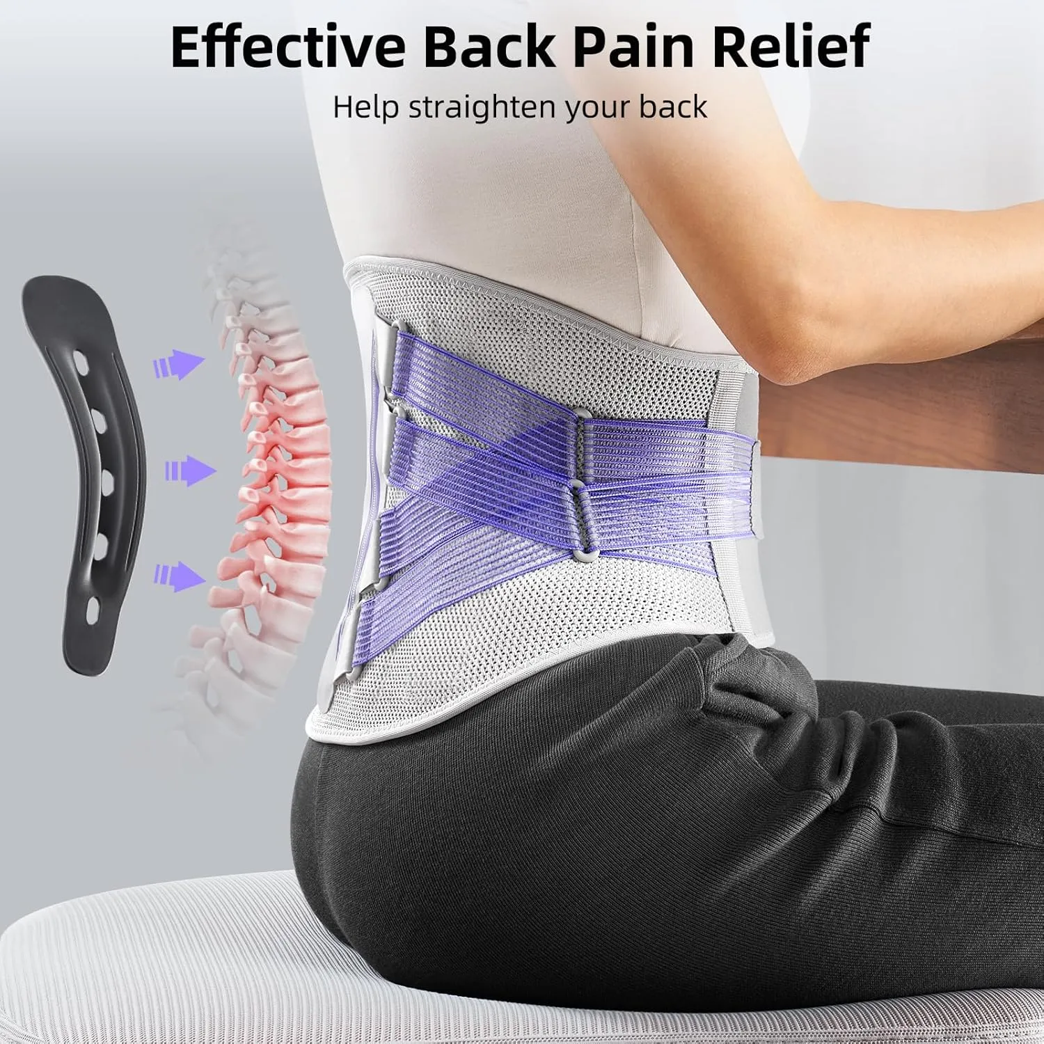 FREETOO Back Brace for Lower Back Pain Women with Bionic Support System, Adjustable Knitted Lumbar Support Belt, Breathable Mesh Design with Lumbar Pad,for Herniated Disc,Sciatica,Scoliosis