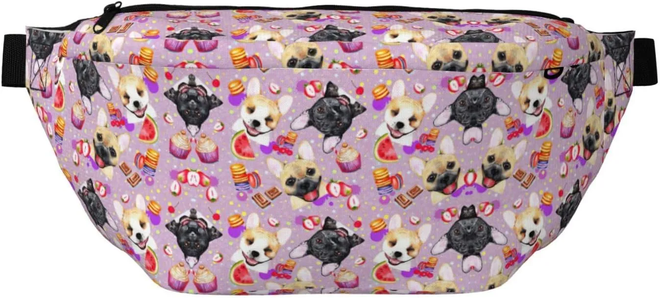 French little bulldog Fanny Pack Crossbody Sling Bag â€“ Zipper Pockets for Travel, Hiking, Cycling, Workouts, and Everyday Use