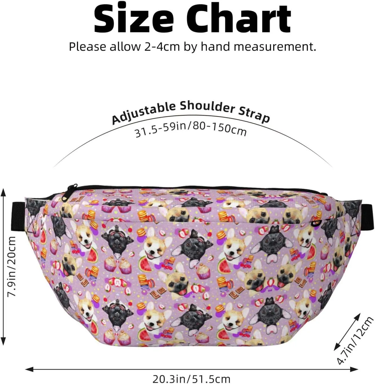 French little bulldog Fanny Pack Crossbody Sling Bag â€“ Zipper Pockets for Travel, Hiking, Cycling, Workouts, and Everyday Use