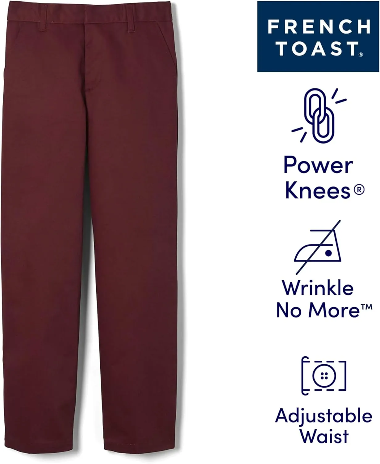 French Toast Boys' Relaxed Fit Twill Pant with Adjustable Waist (Standard, Slim & Husky)