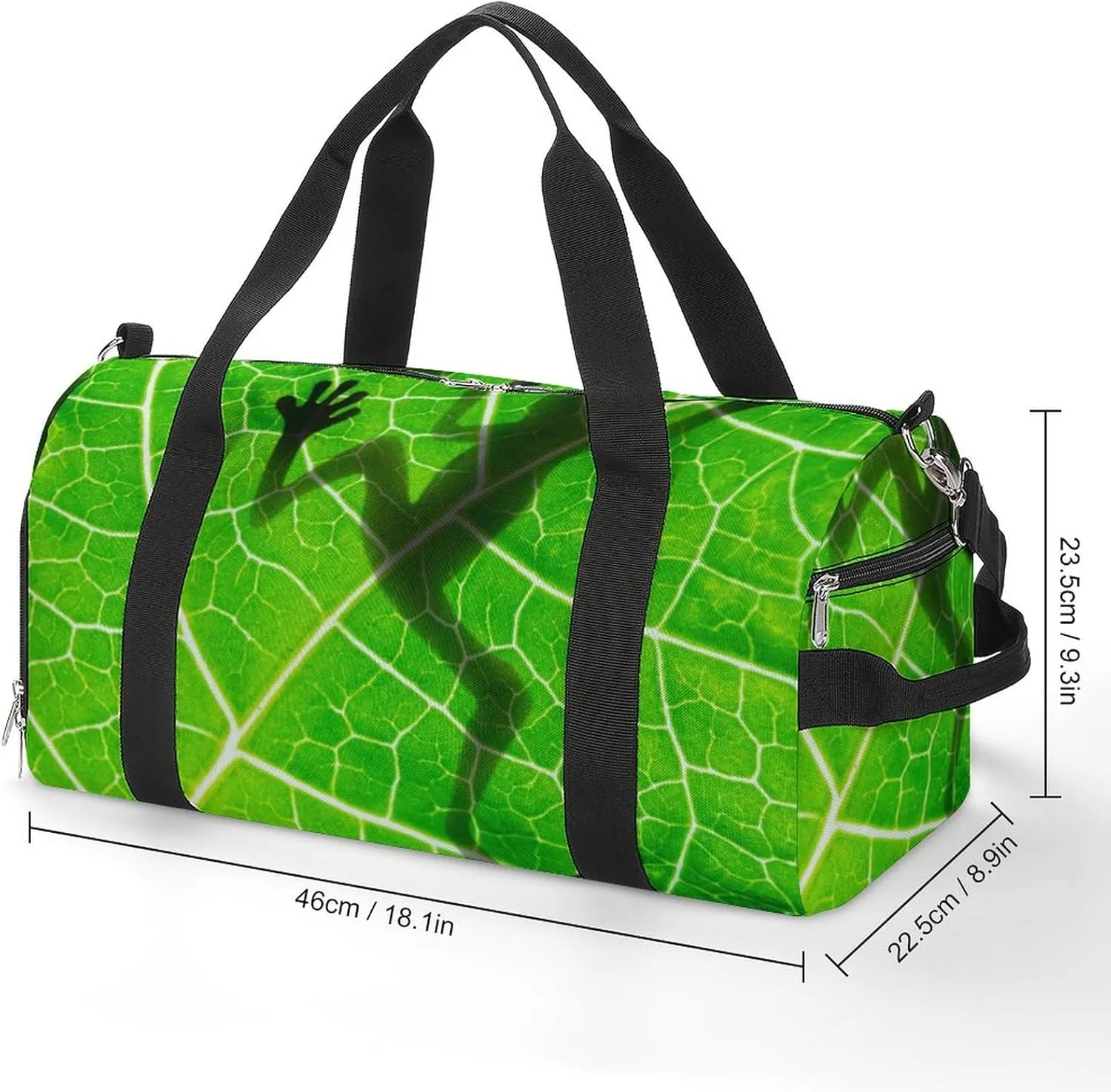 Frog Shadow on The Leaf Water Resistant Gym Bag with Shoe Compartment, Travel Duffel Tote Bag Weekender Overnight Bag for Women Men