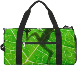 Frog Shadow on The Leaf Water Resistant Gym Bag with Shoe Compartment, Travel Duffel Tote Bag Weekender Overnight Bag for Women Men