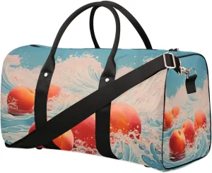Fruit Peach Pattern Travel Duffel Bag for Women Men Waterproof Foldable Overnight Weekender Bag Large Capacity Sports Gym Bag