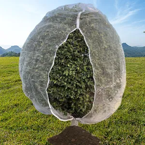 Fruit Tree Netting, 10x10FT Large Garden Netting with Drawstring and Zipper Plant Cover Net Bag Row Cover Barrier Protection Net for Bird, Garden Mesh for Tree Flower Fruit (1 Pack)