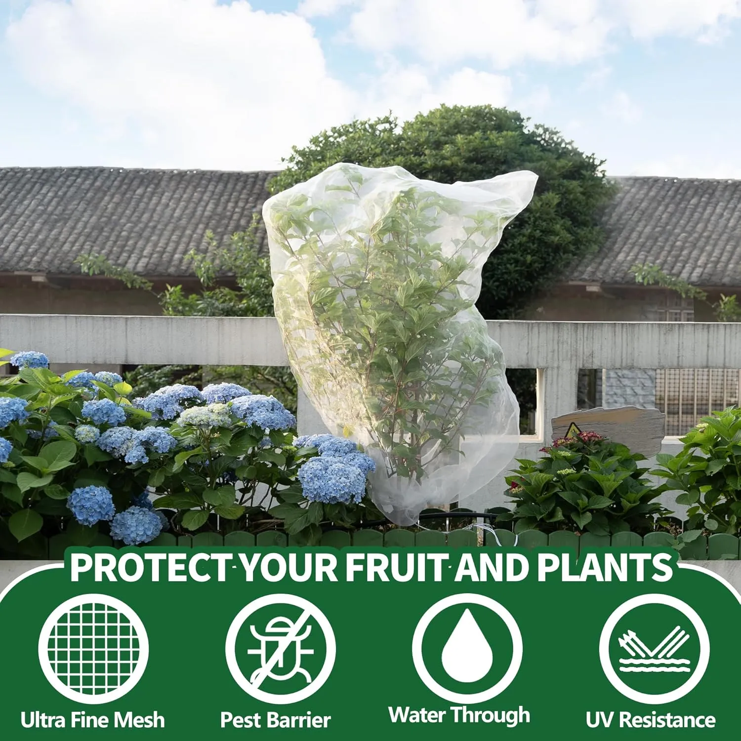 Fruit Tree Netting Bags with Drawstring, Insect Bird Netting Pest Barrier for Garden Protection, Blueberry Bushes Netting Cover for Protect Plant Vegetables Flower (3.3 x 2.6 FT - 6 Pack)
