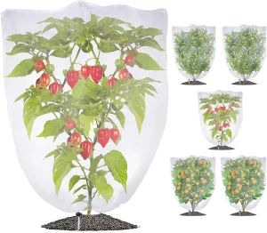 Fruit Tree Netting Bags with Drawstring, Insect Bird Netting Pest Barrier for Garden Protection, Blueberry Bushes Netting Cover for Protect Plant Vegetables Flower (3.3 x 2.6 FT - 6 Pack)