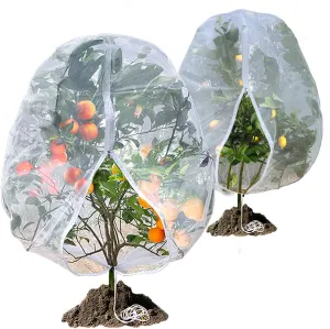 Fruit Tree Netting, RIFNY Large 7 x 6 FT Blueberry Bush Netting Cover with Zipper Drawstring, Outdoor Mosquito Net Garden Netting Protector Plant from Birds Cicadas Animals Insect (2 PCS, White)