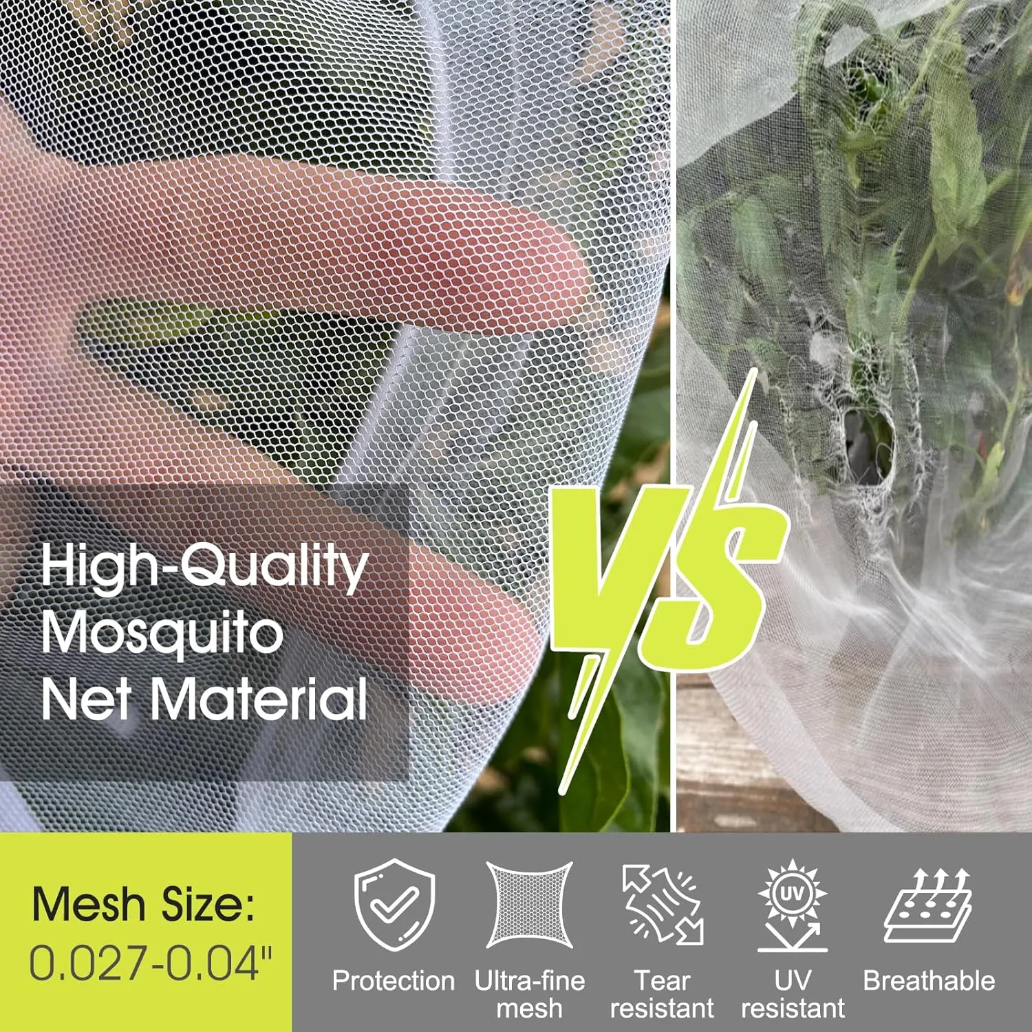 Fruit Tree Netting, RIFNY Large 7 x 6 FT Blueberry Bush Netting Cover with Zipper Drawstring, Outdoor Mosquito Net Garden Netting Protector Plant from Birds Cicadas Animals Insect (2 PCS, White)
