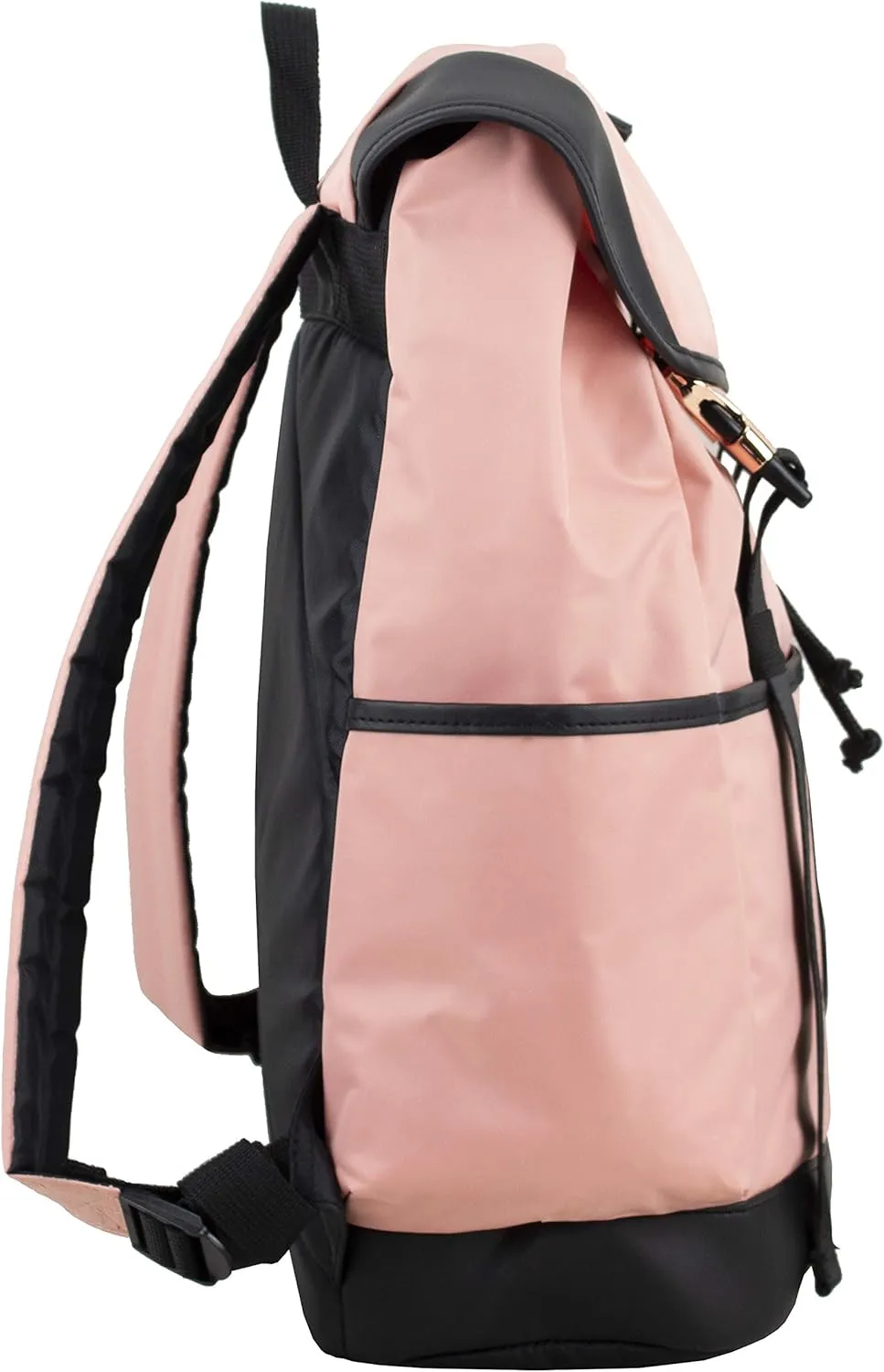FUEL Drawstring Water Resistant Multi-Pocket Travel Backpack Daypack Everyday Bag With Double Metal Buckle Closure, Blush Pink