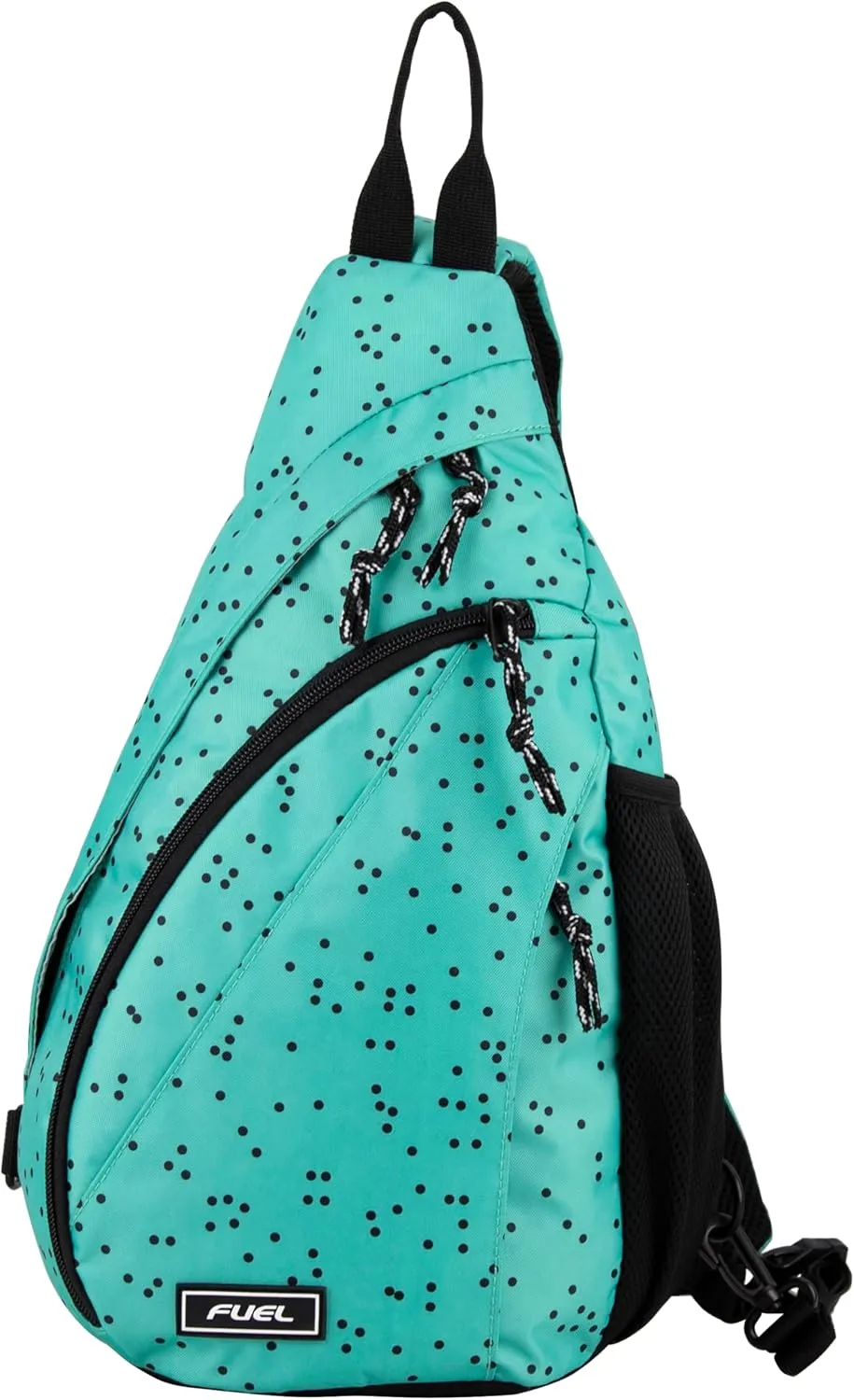 FUEL Sling Bag Hiking Travel Backpack Crossbody Chest Daypack for Men and Women Large Riptide Lightweight Aqua Blue Dots