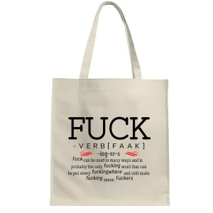 Fun Verb Definition Gag Gift Ideas Coworkers and Friends Christmas and Birthday White Multicolor Canvas Tote Bag