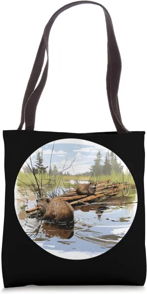 Funny Construction Beavers with Softwood for Beavers Home Tote Bag