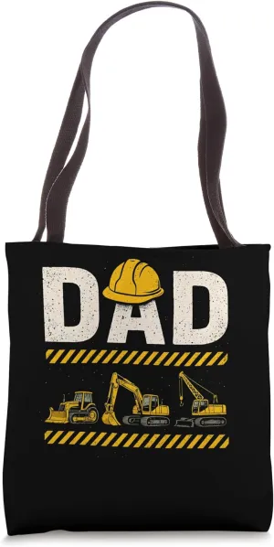 Funny Dad Construction Excavator Matching Family Fathers Day Tote Bag