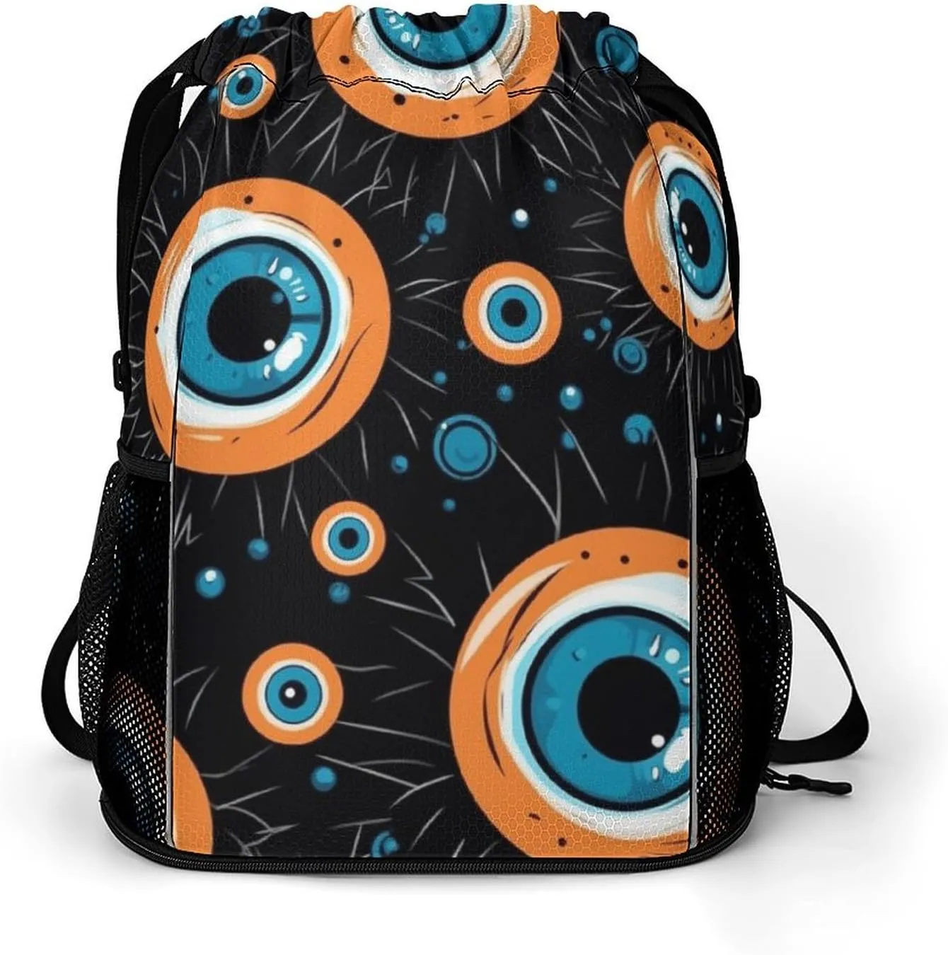 Funny Eyeballs Drawstring Backpack Drawstring Bags Drawstring Sport Bag Sports Gym Bag with Pockets for Women Men