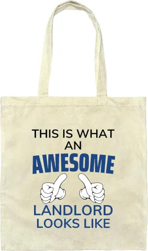 Funny Gift For Landlords From Tenants Awesome Landlord Natural White Multicolor Canvas Tote Bag
