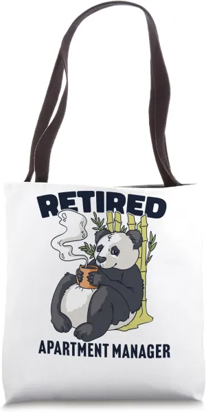 Funny Retirement Design Panda drinking coffee Tote Bag