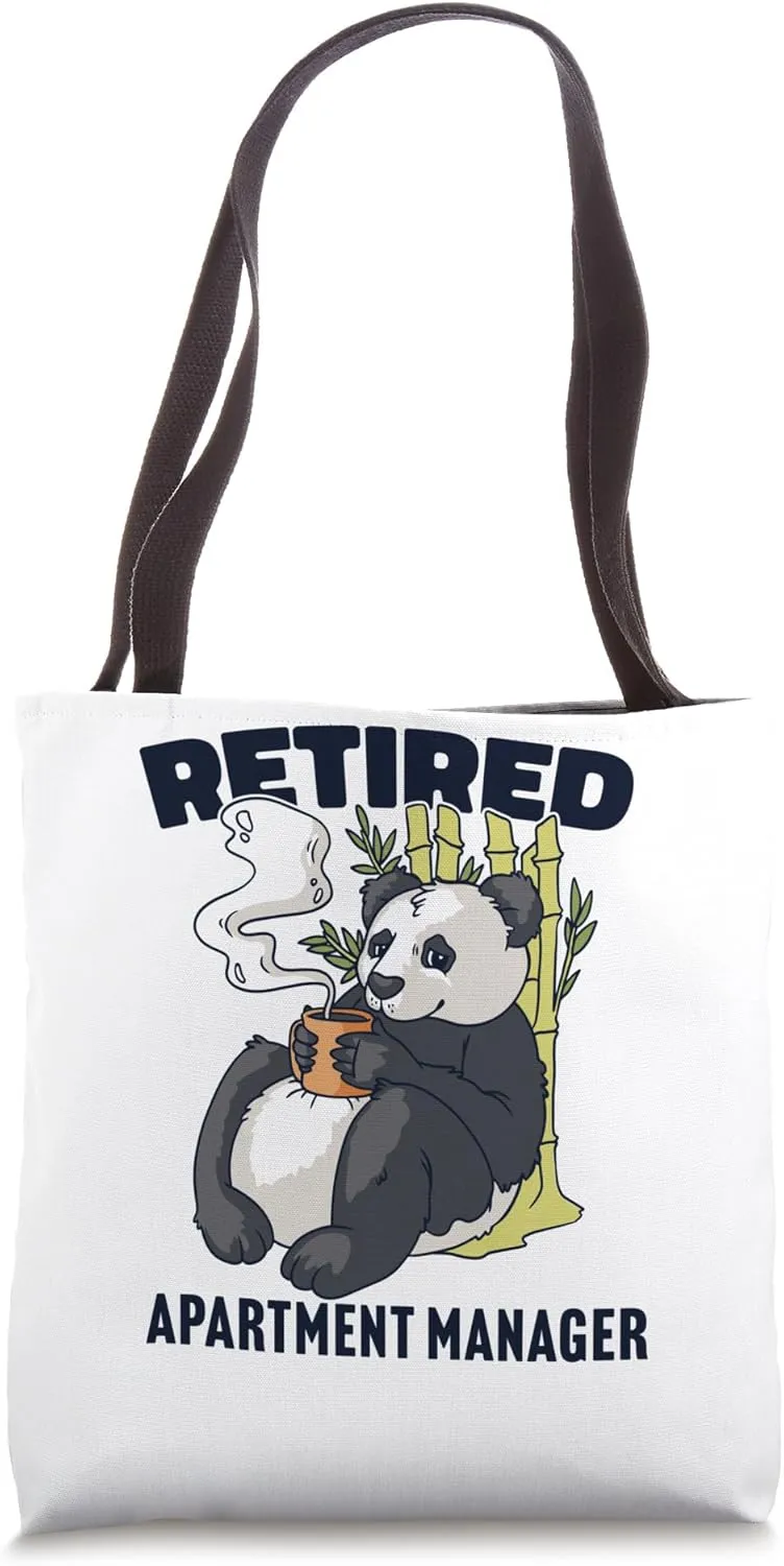 Funny Retirement Design Panda drinking coffee Tote Bag