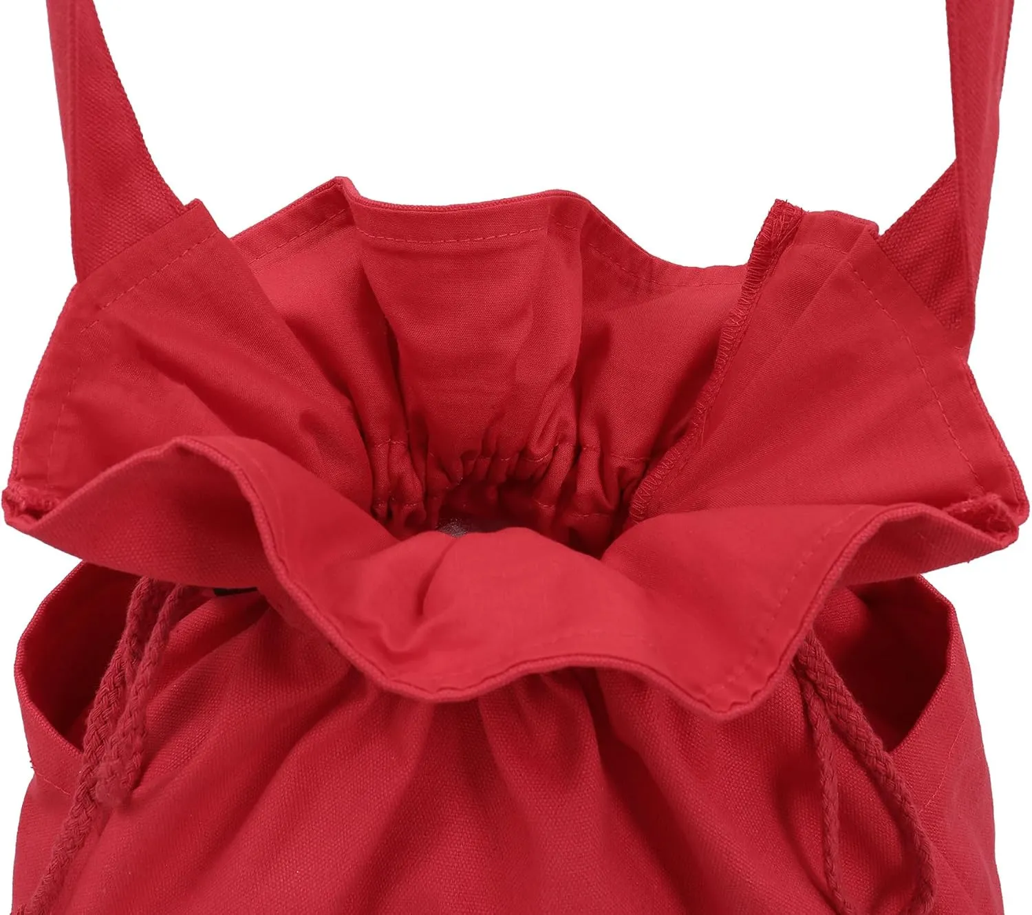 FURPHI Medieval Drawstring Bag Canvas Shoulder Bag with Side Pockets Renaissance Costume Accessories for Ren Faire LARP (Red)