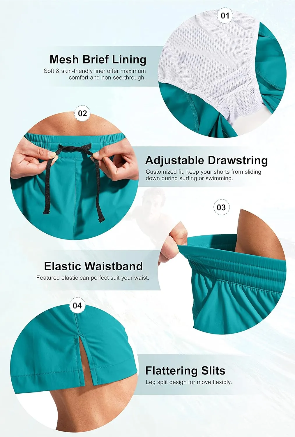 G Gradual Men's Swim Trunks Quick Dry Bathing Suit Beach Board Shorts for Men with Zipper Pockets and Mesh Lining