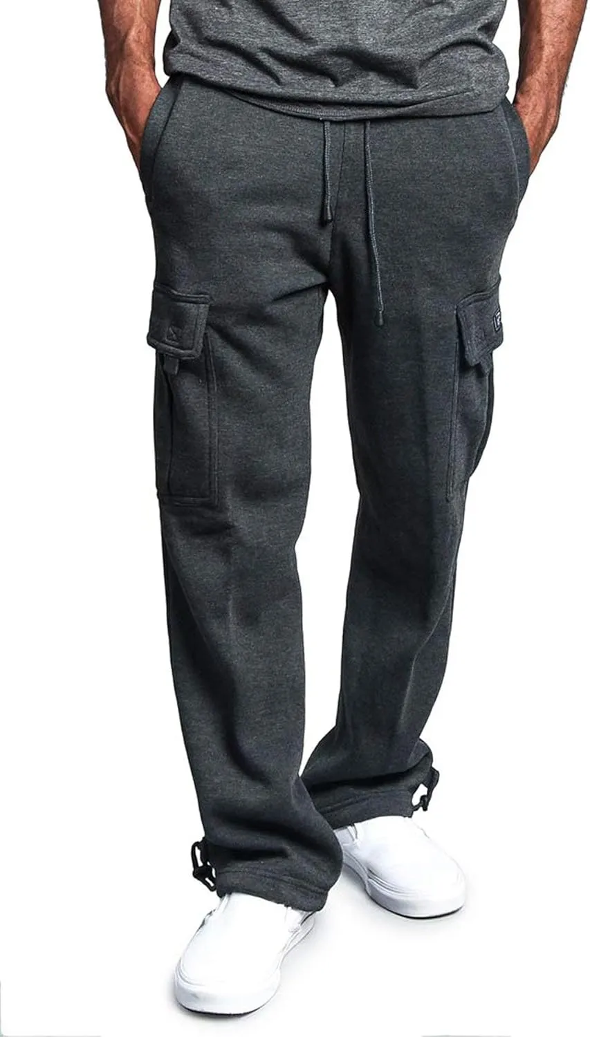 G-Style USA Men's Solid Fleece Heavyweight Cargo Pants