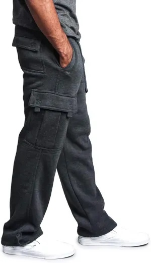 G-Style USA Men's Solid Fleece Heavyweight Cargo Pants