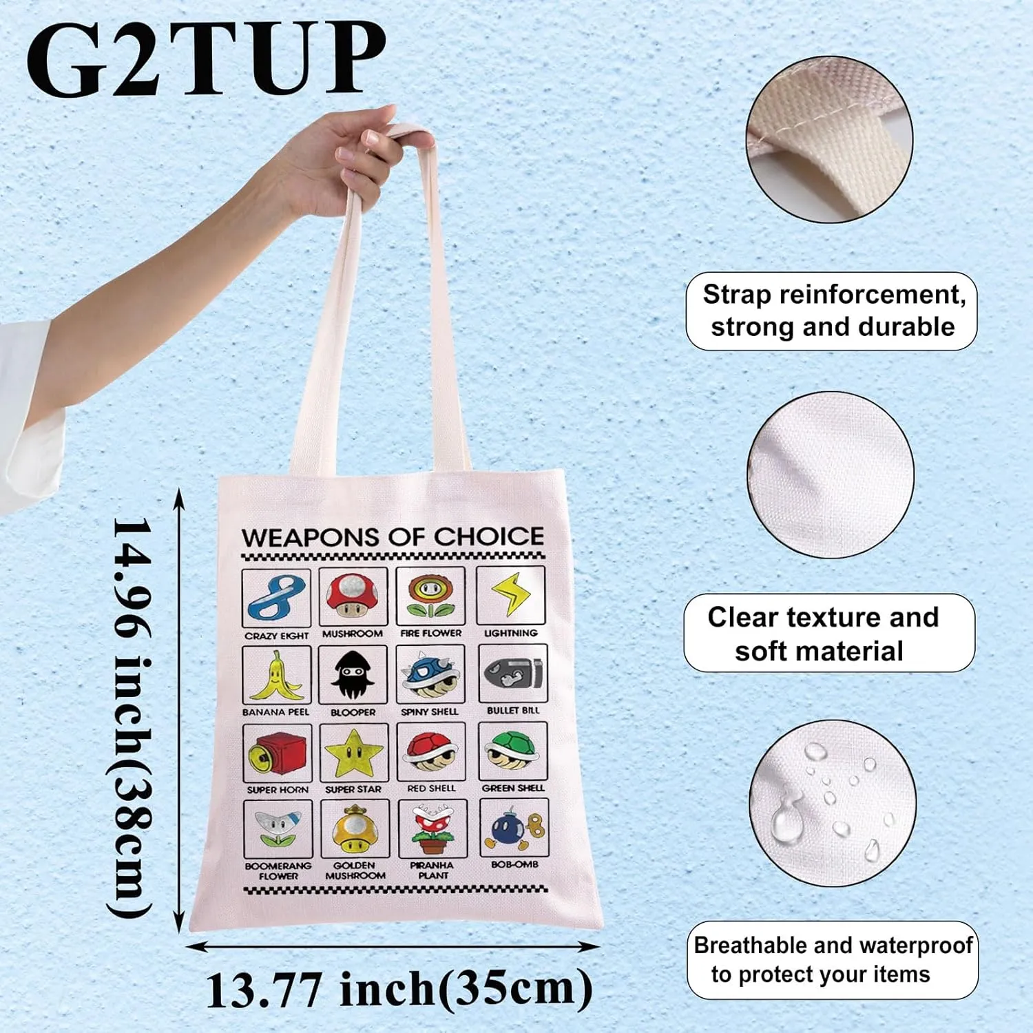 G2TUP Adventure Video Game Tote Bag 80s Nostalgia Gaming Fans Gift Weapons Of Choice Gamer Shoulder Bag