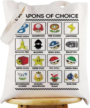 G2TUP Adventure Video Game Tote Bag 80s Nostalgia Gaming Fans Gift Weapons Of Choice Gamer Shoulder Bag