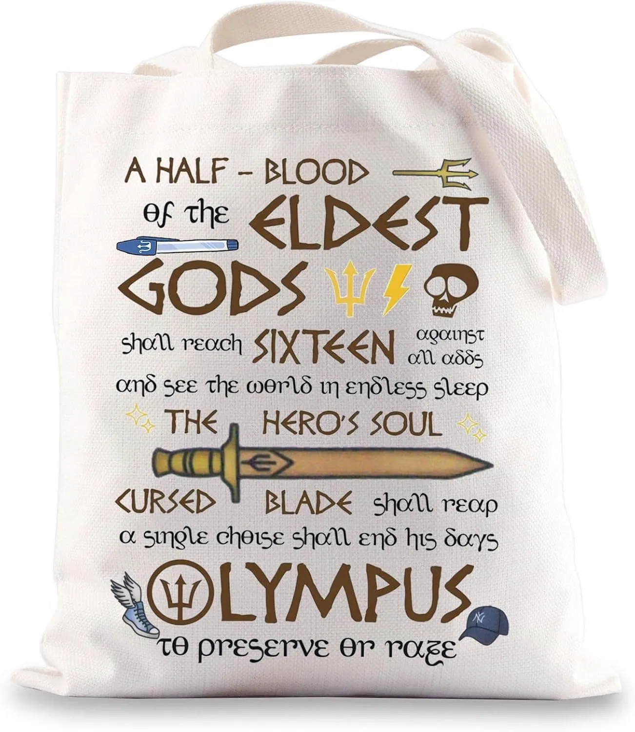 G2TUP Camp Half Blood Shoulder Bag Heroes of Olympus Inspired Gift Riptide Sword Tote Bag Book Lover Merch