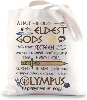 G2TUP Camp Half Blood Shoulder Bag Heroes of Olympus Inspired Gift Riptide Sword Tote Bag Book Lover Merch