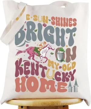 G2TUP Horse Racing Tote Bag Horse Racing Fans Gift The Sun Shines Bright On My Old Home Shoulder Bag