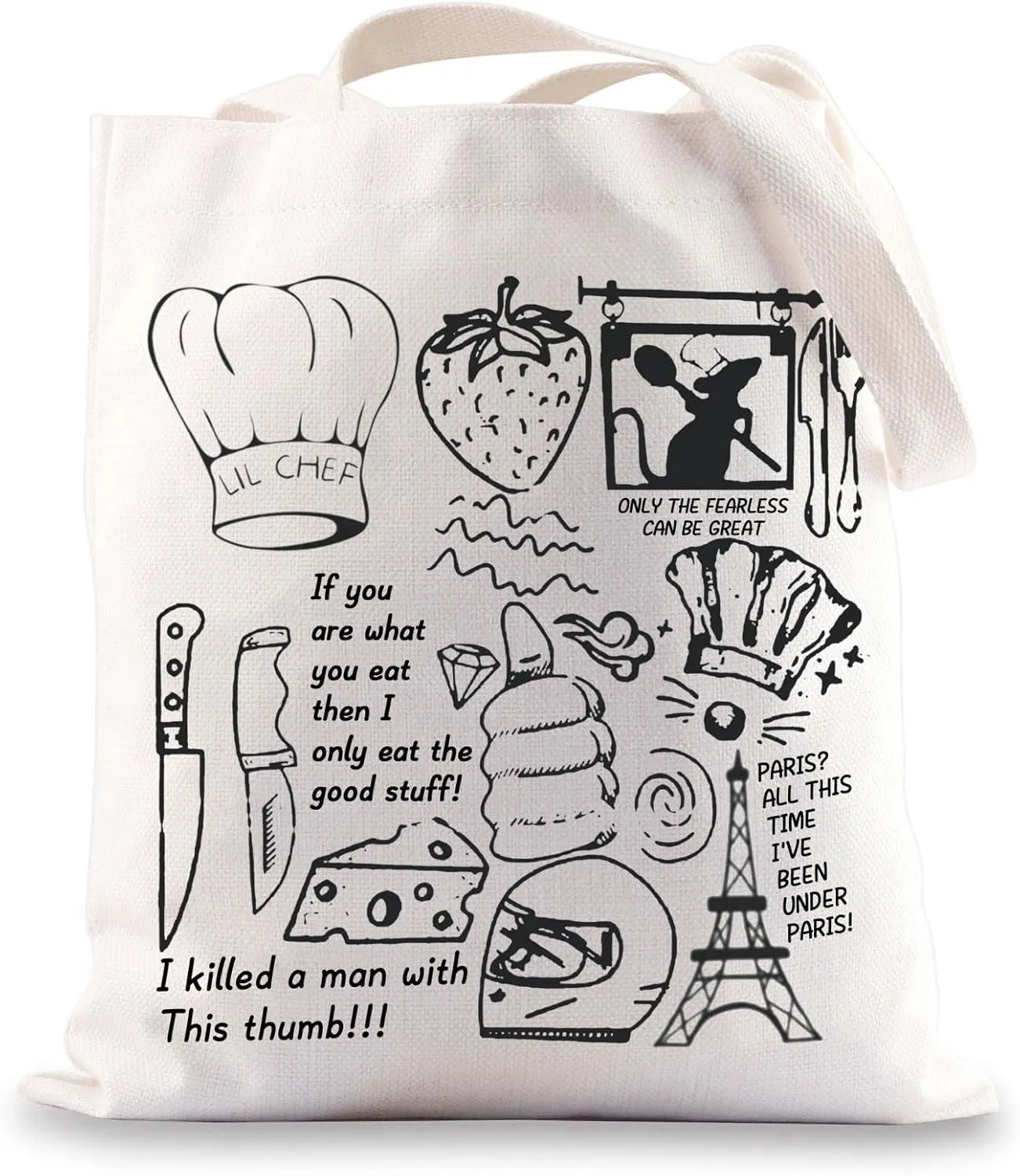G2TUP Remy Quote Gift Mouse Chef Tote Bag Little Chef Rat Tote Bag Movie Gifts for Rat Fans