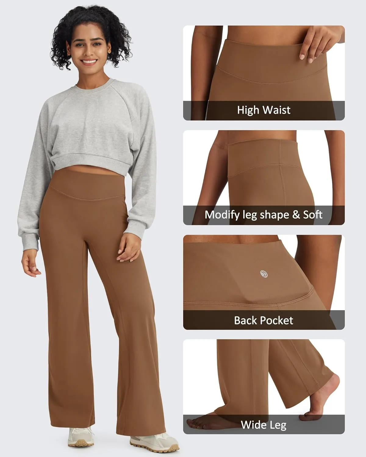 G4Free Barefeel Wide Leg Pants for Women High Waisted Loose Casual Dress Work Yoga Pants 29"/31"/33"