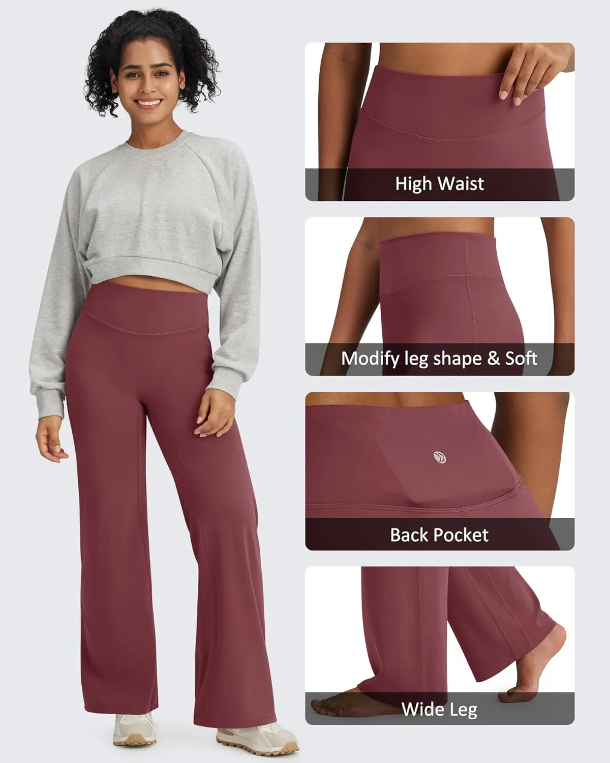 G4Free Barefeel Wide Leg Pants for Women High Waisted Loose Casual Dress Work Yoga Pants 29"/31"/33"