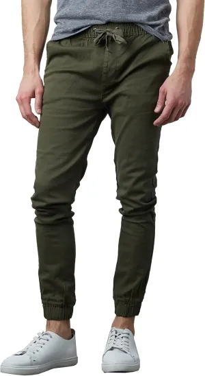 Galaxy by Harvic Men's Basic Stretch Twill Joggers Chinos Hiking Drawstring