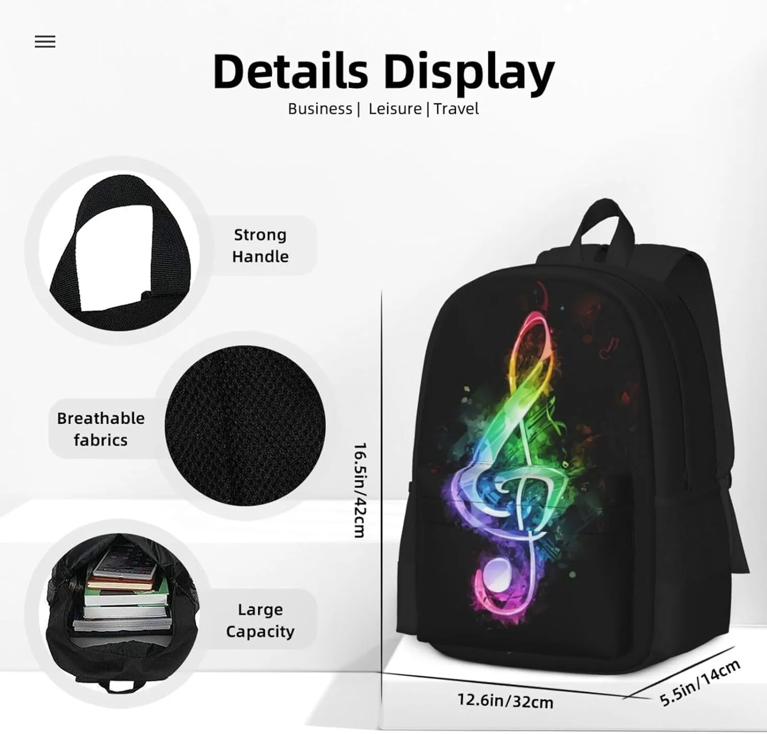 Galaxy Music Note Backpacks Bookbag Shoulder Casual Daypack for 1-5th Grade Teens Girls