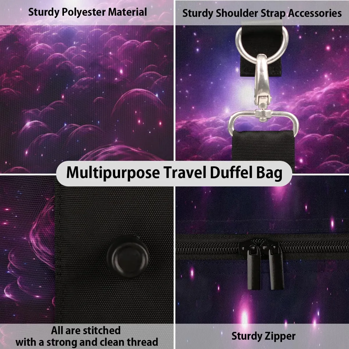 Galaxy Travel Duffel Bag for Women Men Waterproof Foldable Overnight Weekender Bag Large Capacity Sports Gym Bag