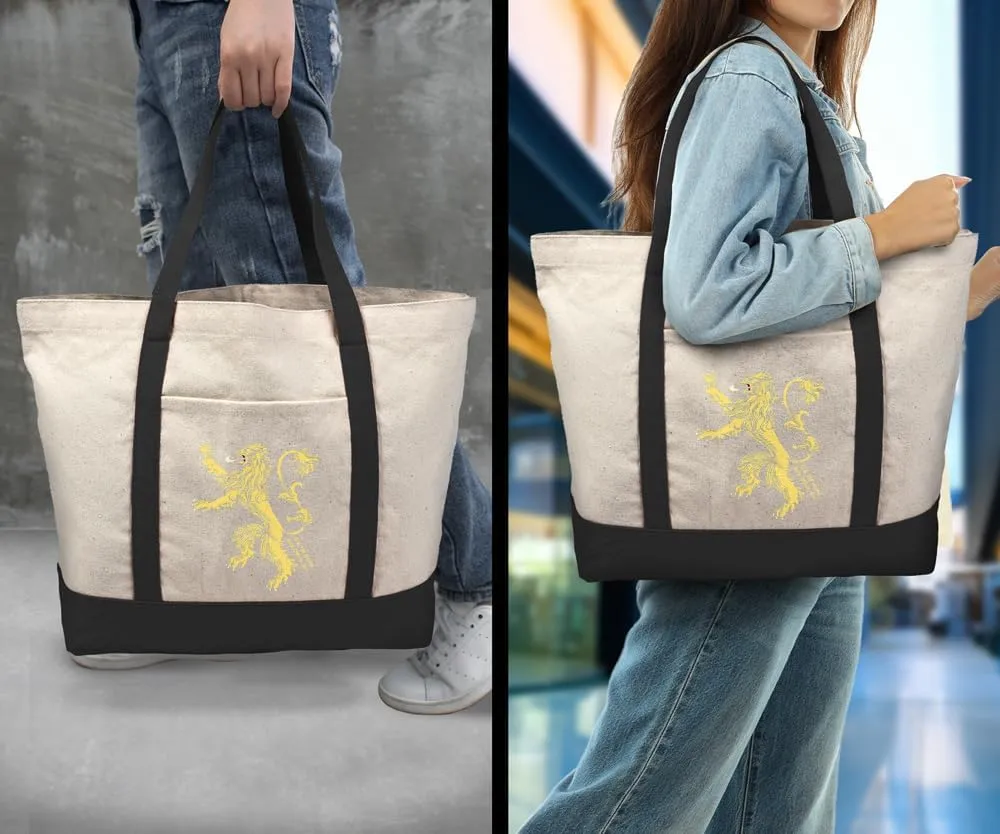 Game of Thrones Stark Sigil, Tote Bag With External Pocket, Reusable Shoulder Bag for Shopping, Beach, Royal Collection