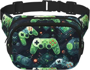 Gamepad Circuit Version Printed Fashion Crossbody Bag, Hiking Waist Bag, Square Double Layer Travel and Fitness Shoulder Bag