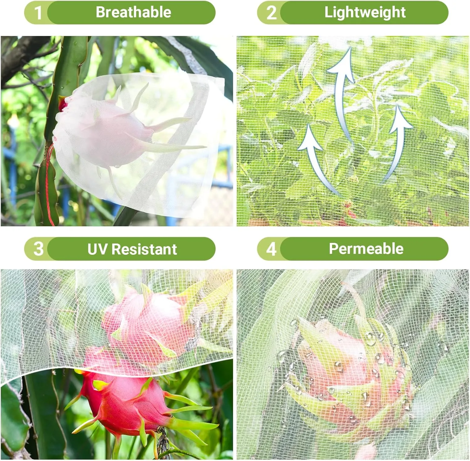 Garden Grape Netting Bags, 100PCS 10x10 Inch Fruit Protection Bags for Fruit Trees, Fruit Mesh Cover Bags with Drawstring Protect Tomato, Guava, Flower from Birds