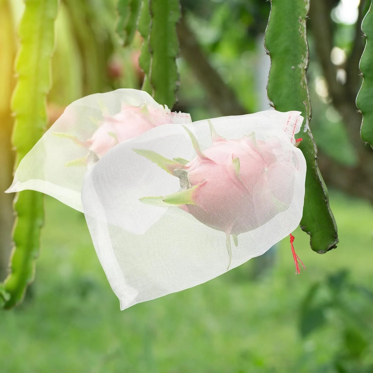 Garden Grape Netting Bags, 100PCS 10x10 Inch Fruit Protection Bags for Fruit Trees, Fruit Mesh Cover Bags with Drawstring Protect Tomato, Guava, Flower from Birds