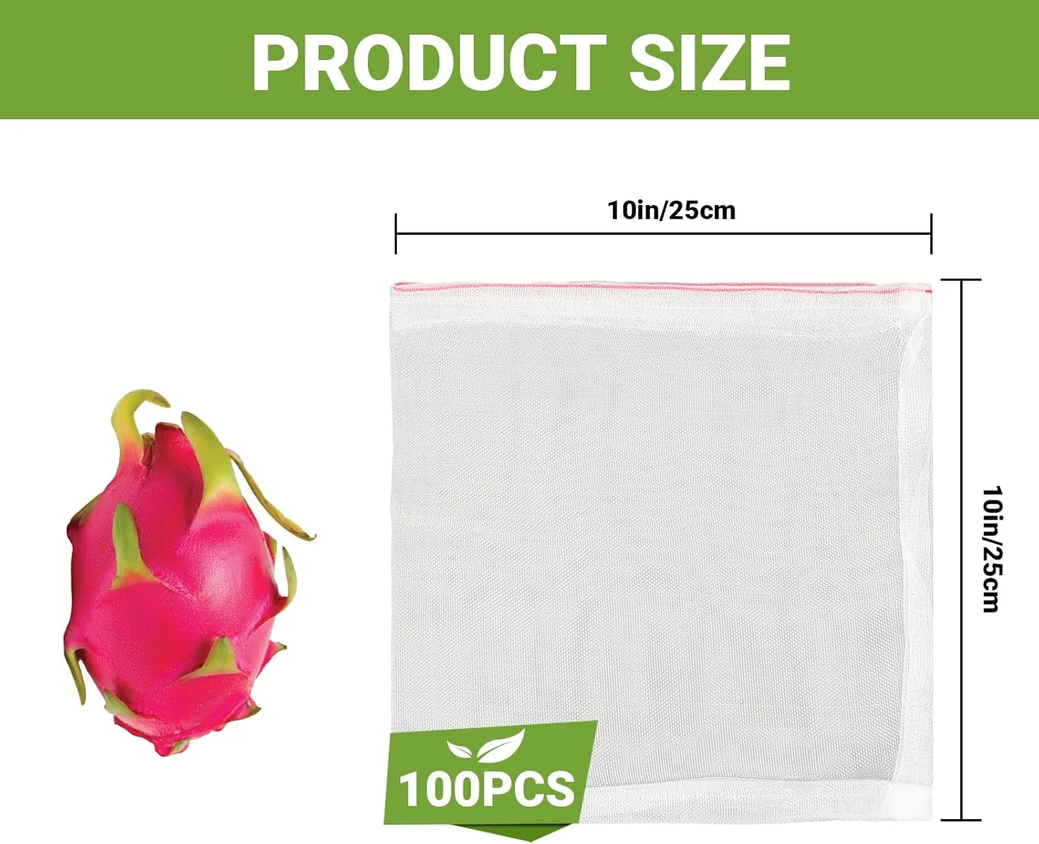 Garden Grape Netting Bags, 100PCS 10x10 Inch Fruit Protection Bags for Fruit Trees, Fruit Mesh Cover Bags with Drawstring Protect Tomato, Guava, Flower from Birds
