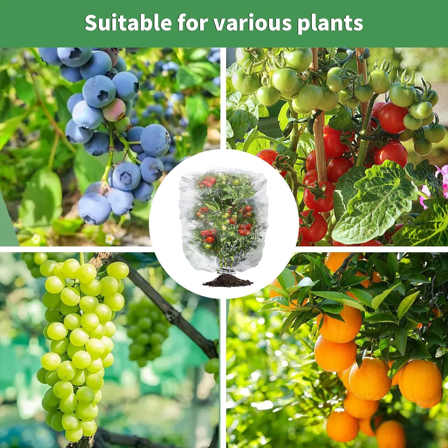 Garden Mesh Netting with Drawstring,Plants Cover Protection from Anti Birds,Bugs,Cicadas,and Insects-Pest Barrier Bag for Blueberry Bushes,Citrus,Tomatoes,Vegetables,Fruit Tree and Orange