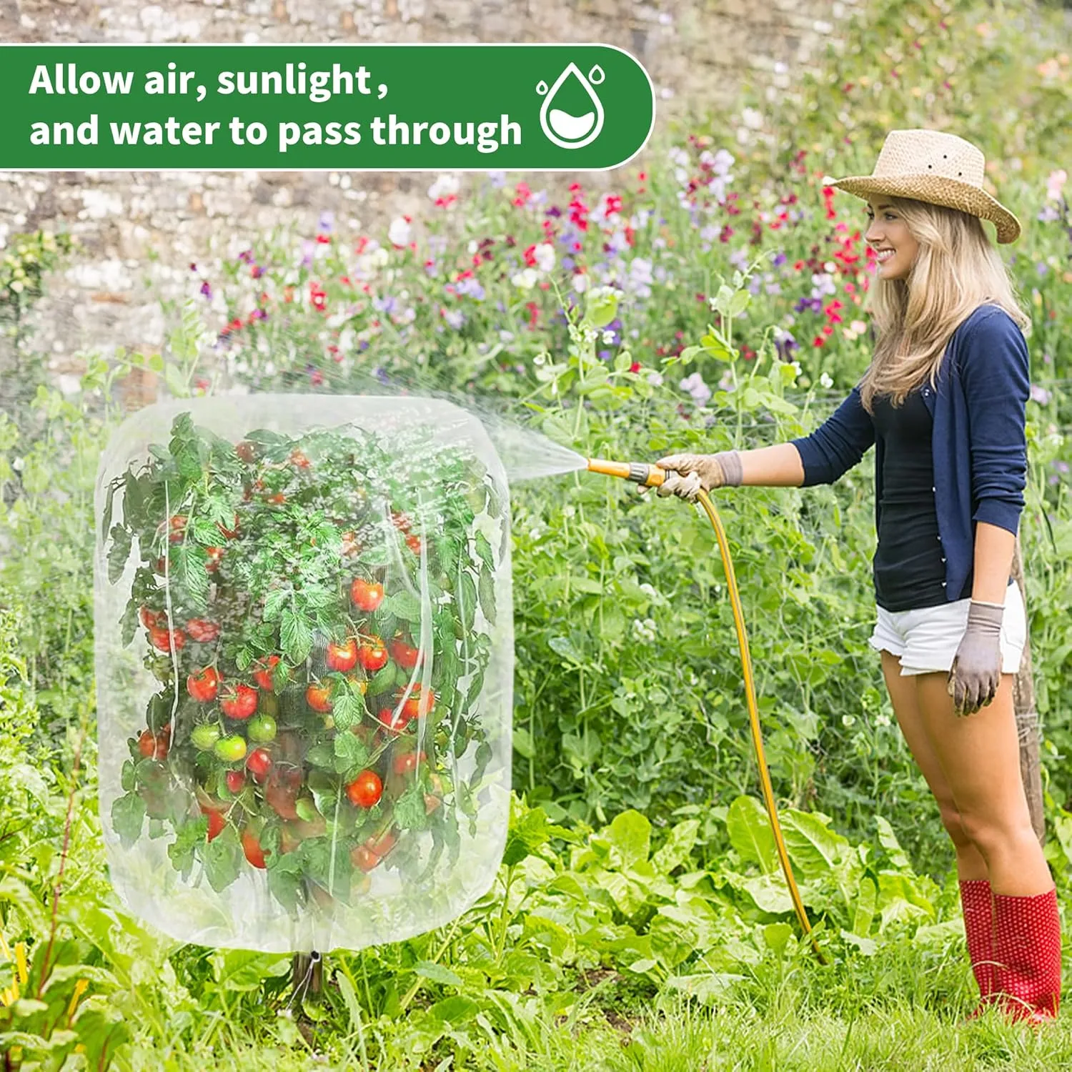 Garden Mesh Netting with Drawstring,Plants Cover Protection from Anti Birds,Bugs,Cicadas,and Insects-Pest Barrier Bag for Blueberry Bushes,Citrus,Tomatoes,Vegetables,Fruit Tree and Orange