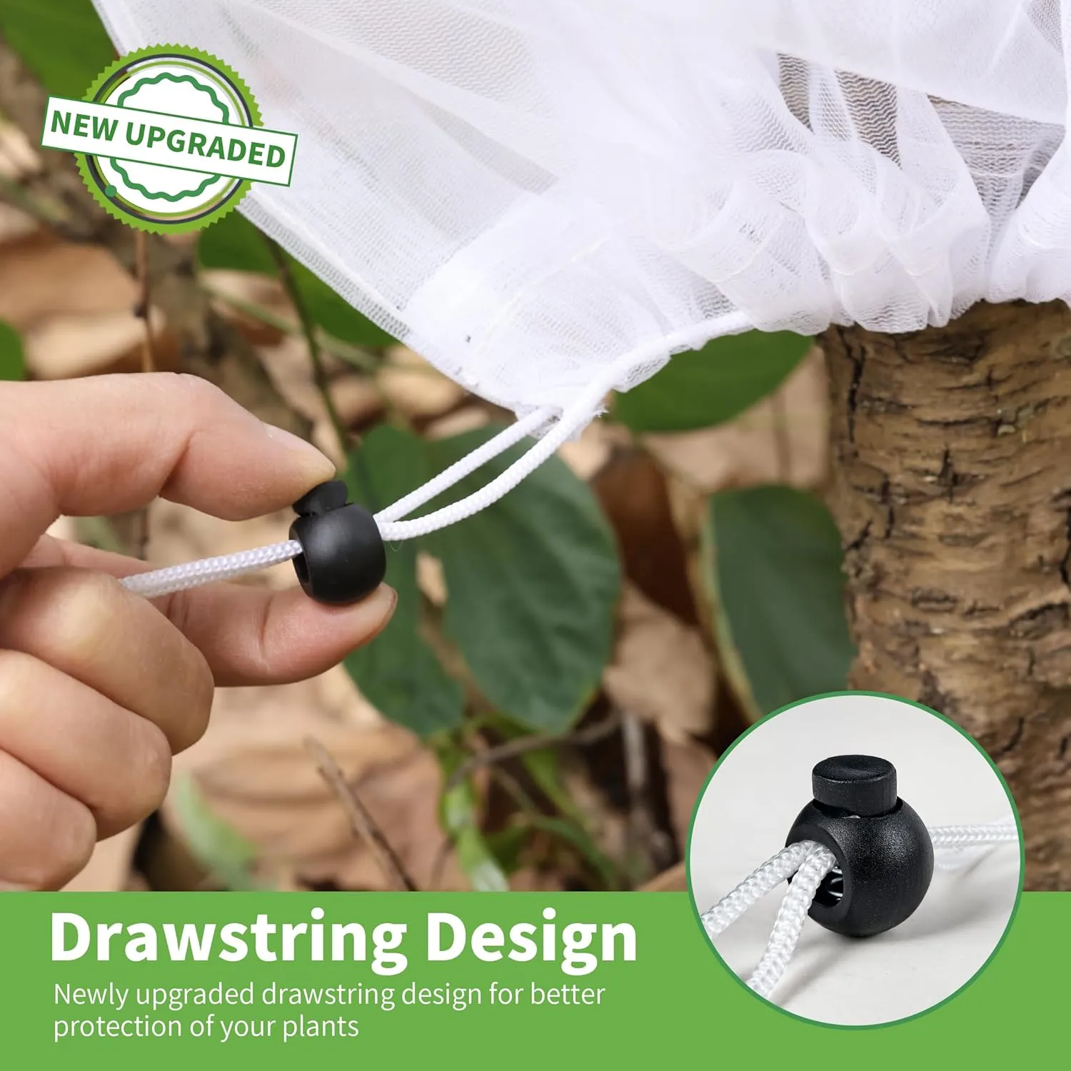 Garden Mesh Netting with Drawstring,Plants Cover Protection from Anti Birds,Bugs,Cicadas,and Insects-Pest Barrier Bag for Blueberry Bushes,Citrus,Tomatoes,Vegetables,Fruit Tree and Orange