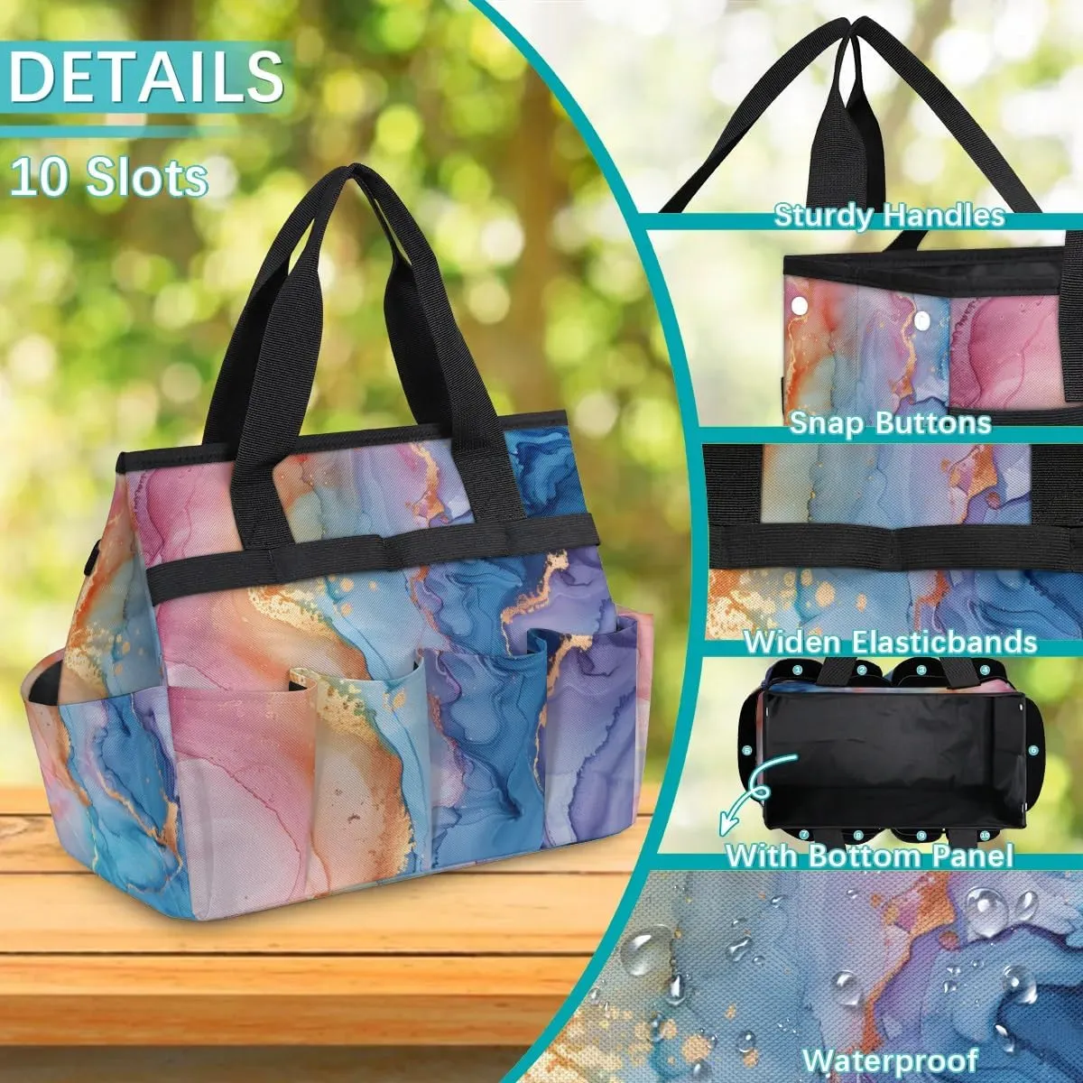 Garden Tool Bag Beautiful Marble Design Garden Tote Bag with Pockets Gardening Organizer Tool Storage Bags for Women Men Indoor Outdoor